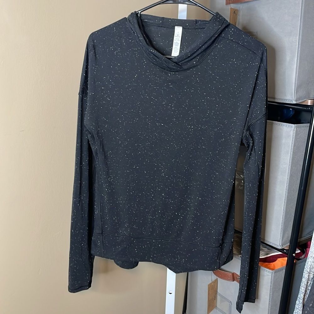 Lululemon Squad Goals Oversized Hoodie Sweatshirt Sz 2 Black White Confetti 217 - Picture 4 of 7